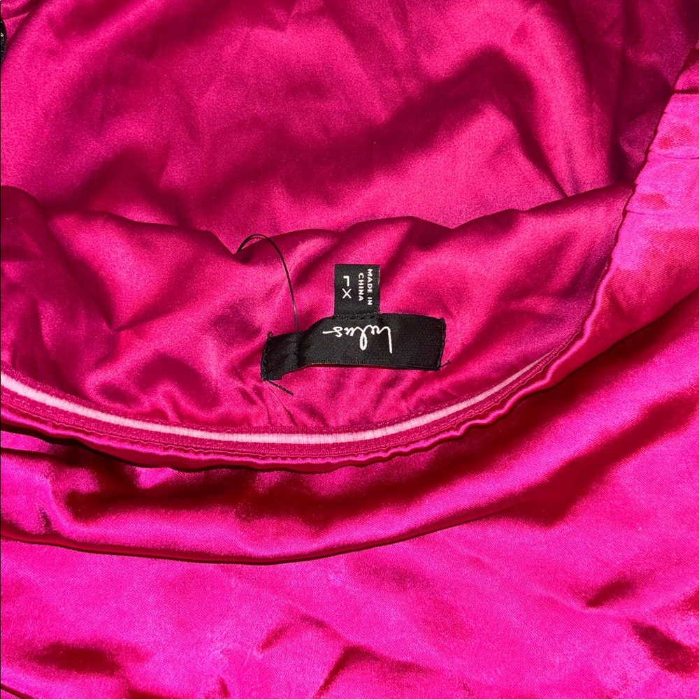 Lulus Hot Pink Satin Halter Mini Dress Party Cocktail Formal XL - Picture 9 of 9